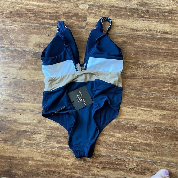 Jets by Jessika Allen Plunge One Piece Bathing Suit Size 10 - Picture 2 of 4